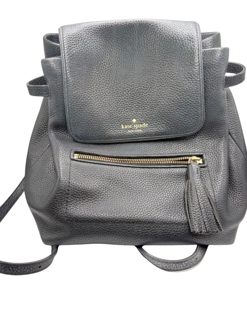 Kate Spade New York Black Leather Backpack 100% Cow Leather Gold Hardware